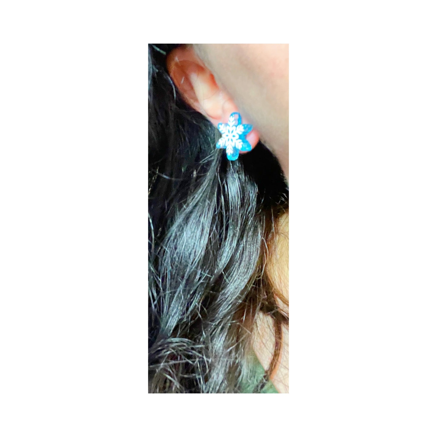 Blue Snowflake Resin Post Earrings