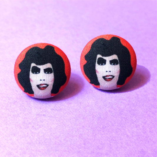 Rocky Horror Picture Show Dr. Frank N Furter Fabric Button Earrings