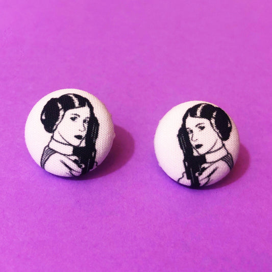 Leia Silhouette Fabric Button Earrings