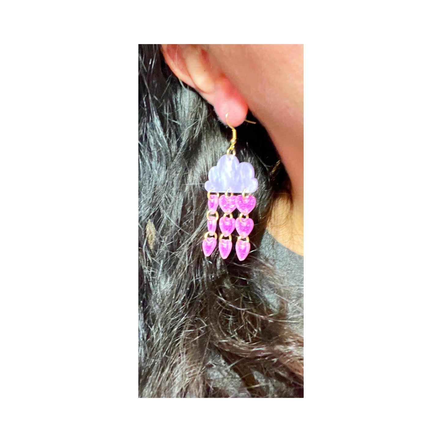 Heart in The Clouds Pink Acrylic Drop Earrings