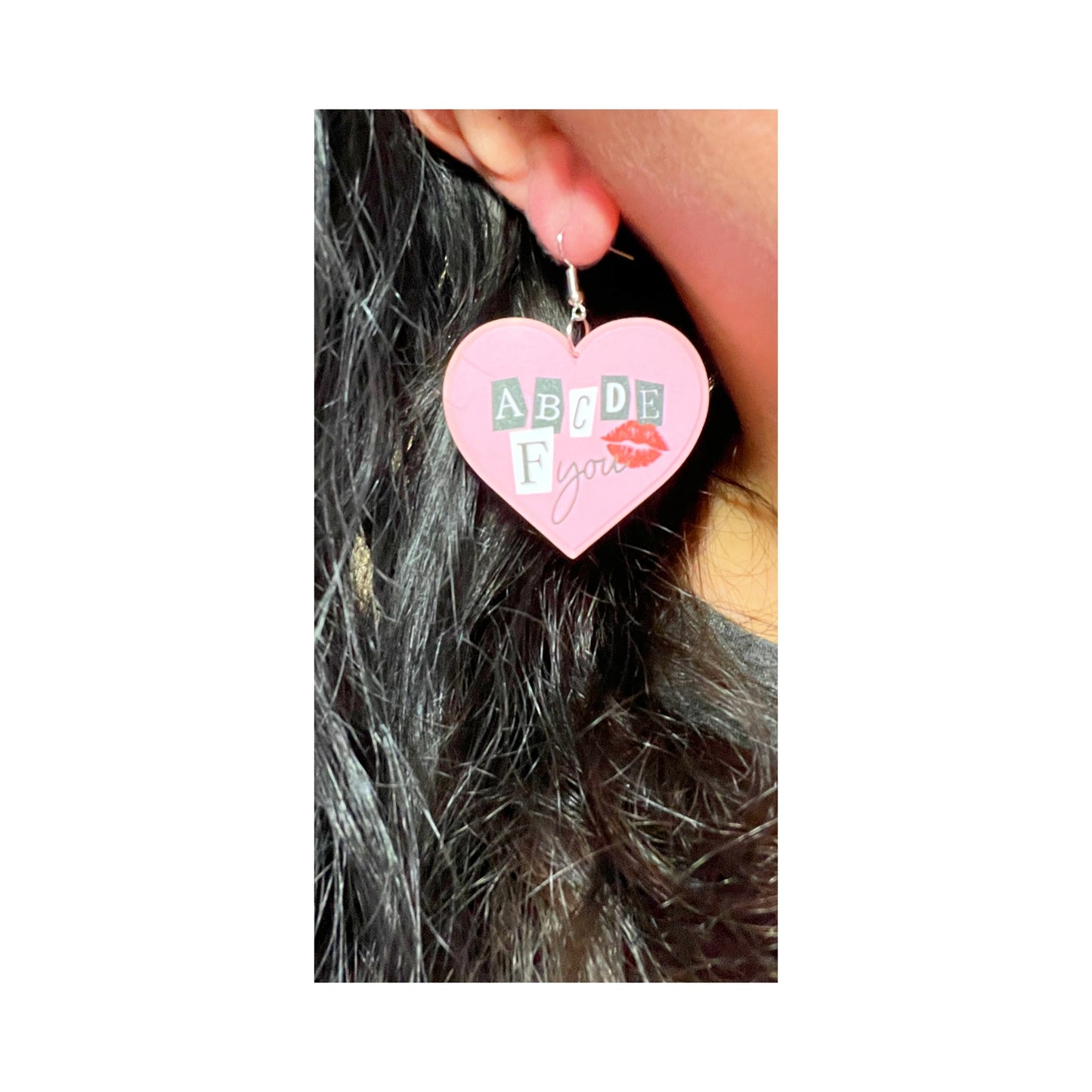 ABCDEF You Heart Acrylic Drop Earrings