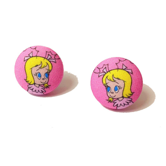 Cindy Lou Fabric Button Earrings