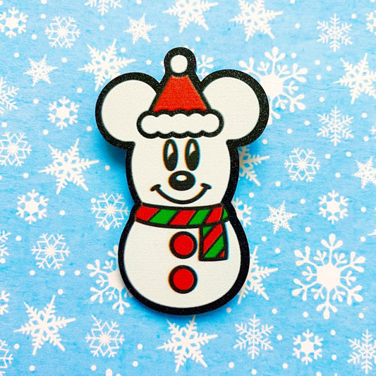 Mouse Snowman Pin