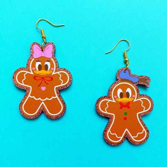 Donald & Daisy Gingerbread Cuties Acrylic Drop Earrings