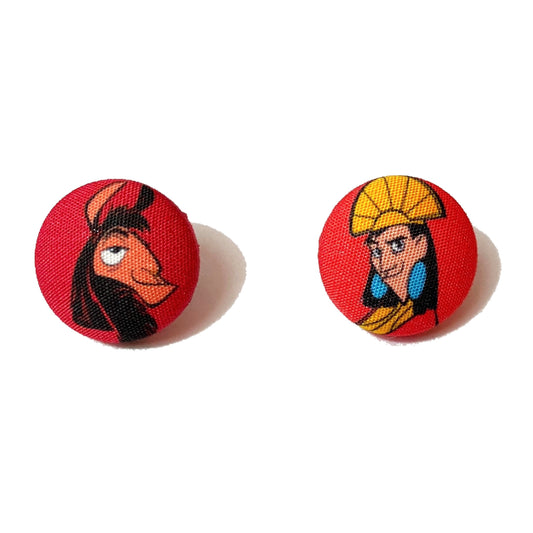 Llama Emperor Fabric Button Earrings