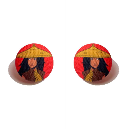 Raya Fabric Button Earrings