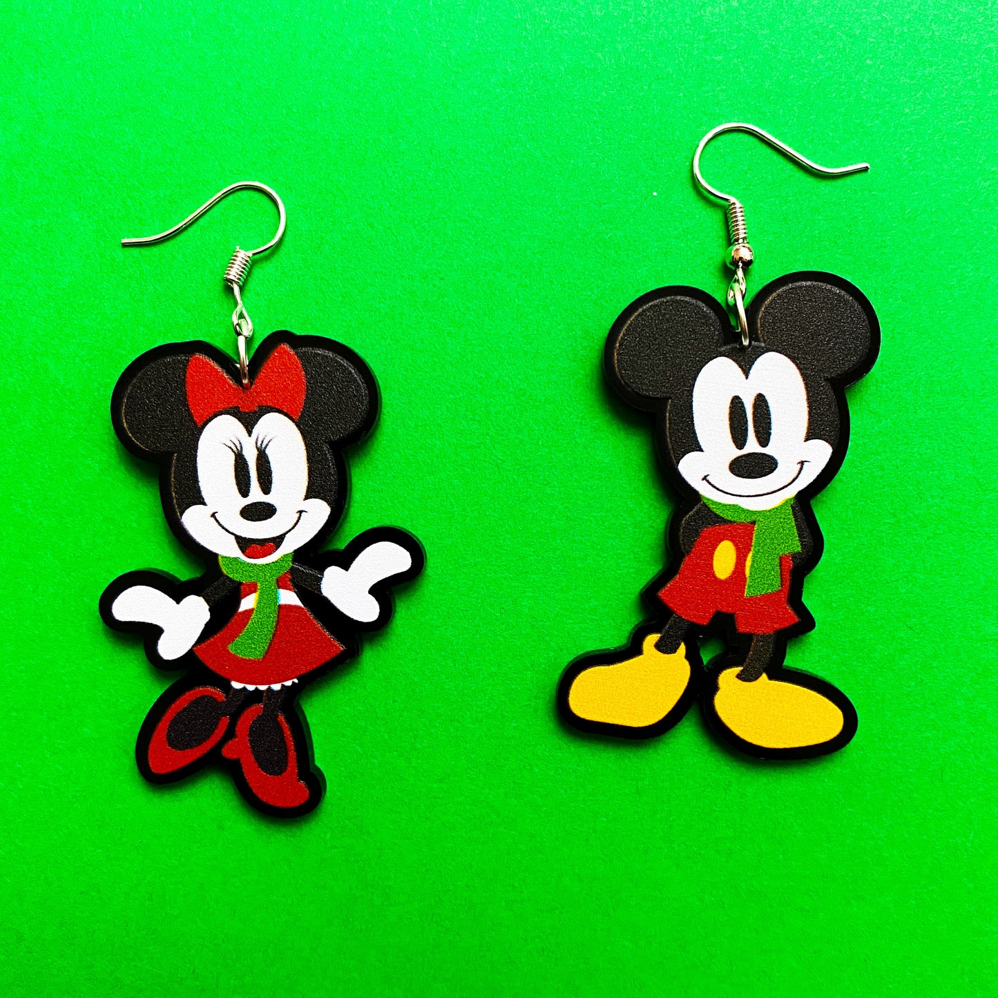 Holiday Mouse Couple Inspired Acrylic Drop Earrings