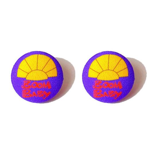 Boom Baby Fabric Button Earrings