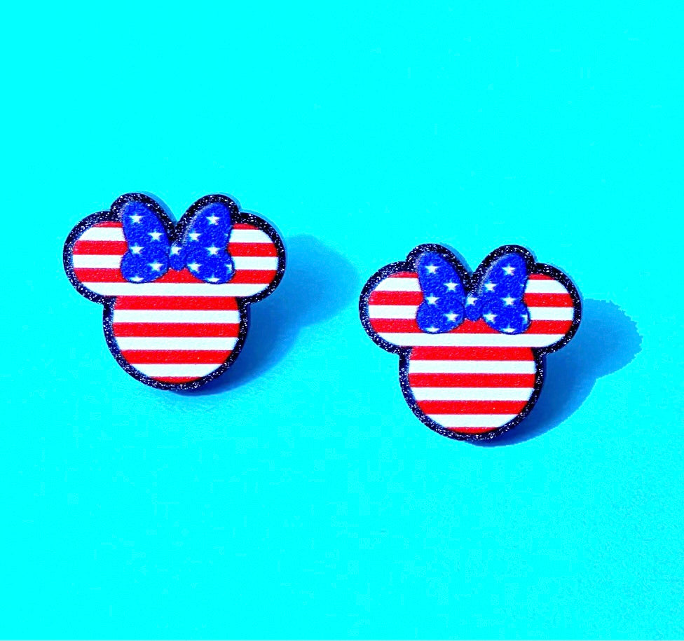 American Flag Mouse Acrylic Post Earrings