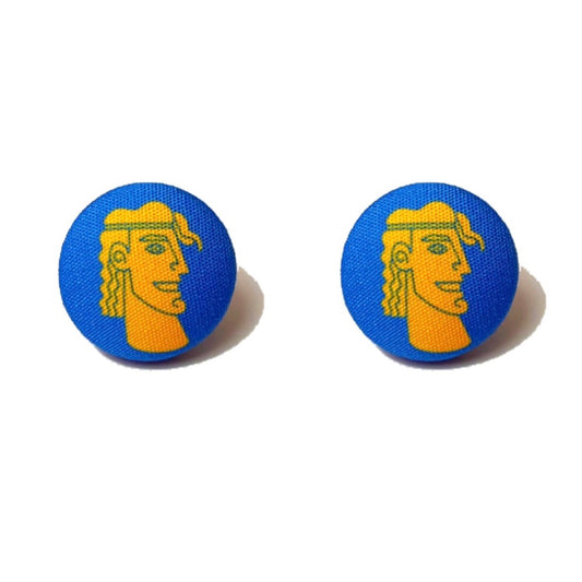 Hercules Silhouette Inspired Fabric Button Earrings