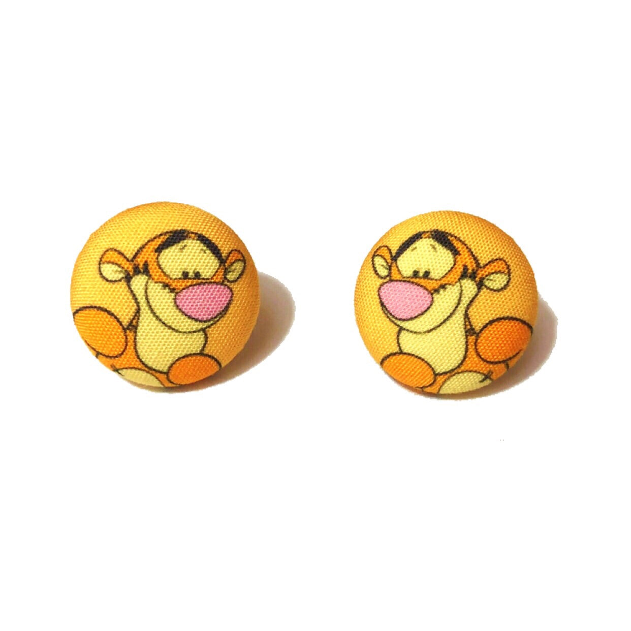 Tigger Fabric Button Earrings