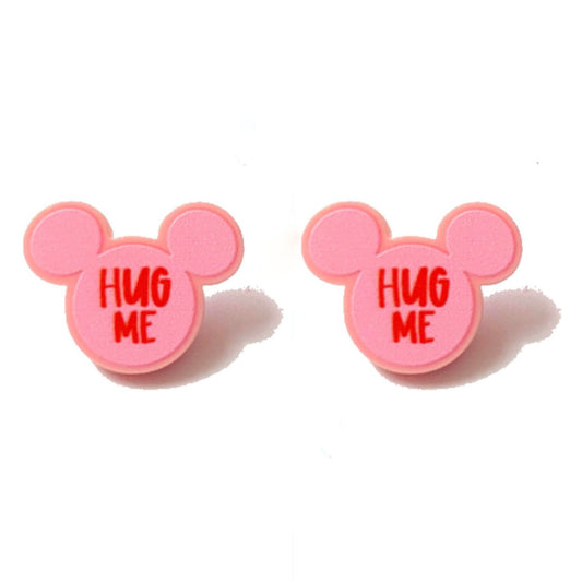 Hug Me Mouse Conversation Heart Acrylic Post Earrings