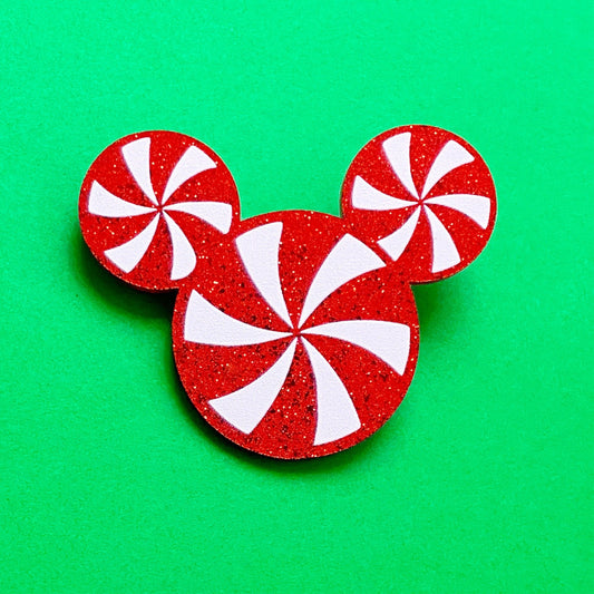 Peppermint Mouse Sparkle Acrylic Brooch Pin