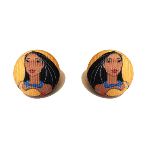 Pocahontas Fabric Button Earrings