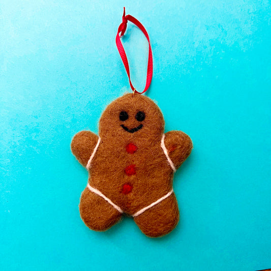 Gingerbread Man Wool Felt Ornament