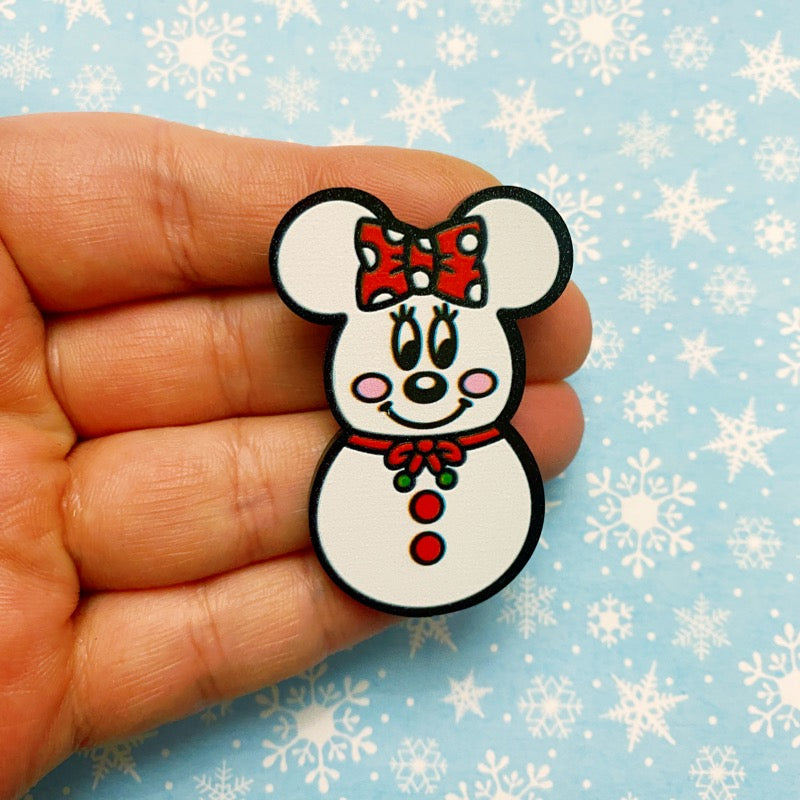 Minnie Snowman Pin