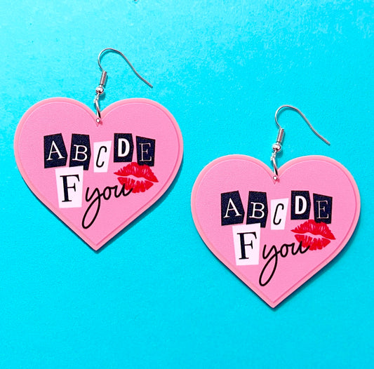 ABCDEF You Heart Acrylic Drop Earrings