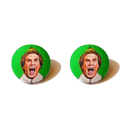 Buddy Fabric Button Earrings