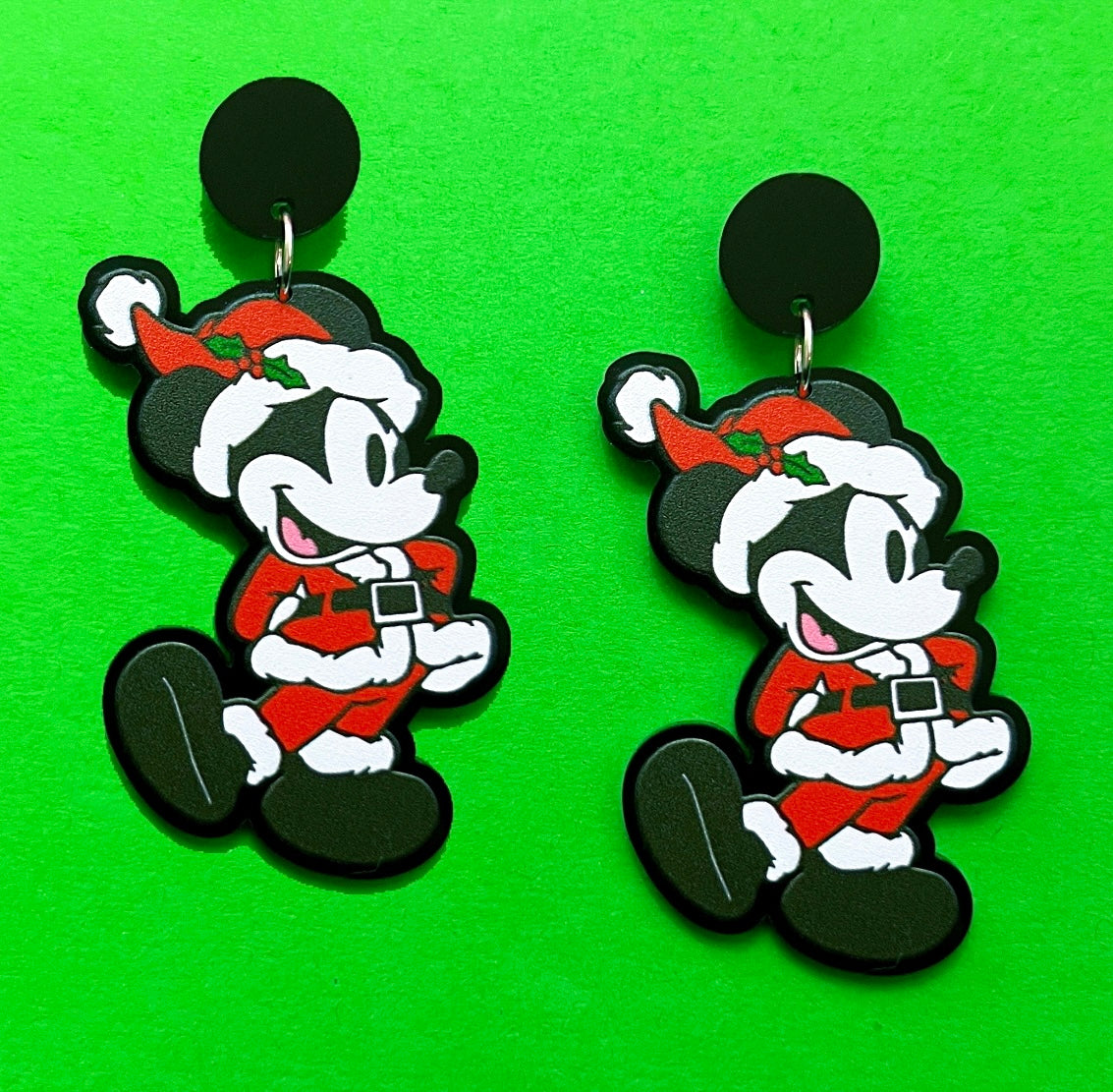 Retro Mouse Santa Acrylic Drop Earrings